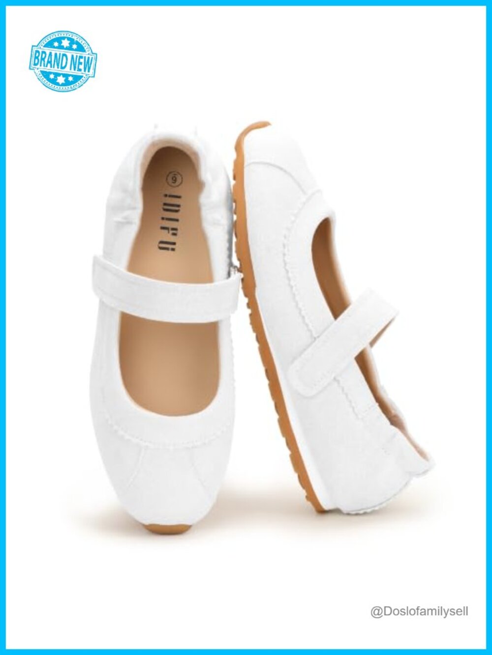 Mary Jane Sneakers Ballet Flats Hook & Loop Ankle Strap Comfort Walking